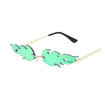 Sunglasses Rimless Wave Glasses Fire Shape Glasses Eyewear For Party - green