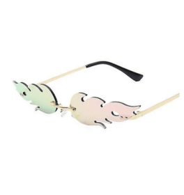 Sunglasses Rimless Wave Glasses Fire Shape Glasses Eyewear For Party - pink