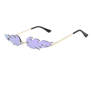 Sunglasses Rimless Wave Glasses Fire Shape Glasses Eyewear For Party - purple