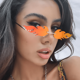 Sunglasses Rimless Wave Glasses Fire Shape Glasses Eyewear For Party - red