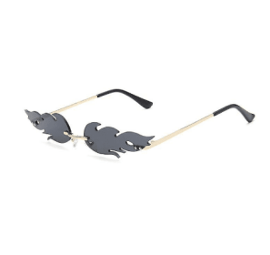 Sunglasses Rimless Wave Glasses Fire Shape Glasses Eyewear For Party - gray