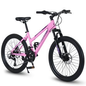S26103 26 inch Mountain Bike for Teenagers Girls Women, Shimano 21 Speeds with Dual Disc Brakes and 100mm Front Suspension, White/Pink - as Pic