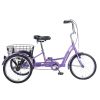 26" European Adult Tricycles 3 Wheel W/Installation Tools with Low Step-Through, Large Basket, Tricycle for Adults, Women, Men - as Pic
