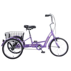 26" European Adult Tricycles 3 Wheel W/Installation Tools with Low Step-Through, Large Basket, Tricycle for Adults, Women, Men - as Pic