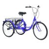 Adult Tricycle Trikes,3-Wheel Bikes,24 Inch Wheels 7 Speed Cruiser Bicycles with Large Shopping Basket for Women and Men - as Pic