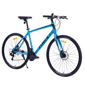 21 Speed Hybrid bike Disc Brake 700C Road Bike For men women's City Bicycle - as Pic