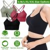 3Packs Women Cross Back Sport Bras Padded Strappy Medium Support Bras - Green+Red+Black - L