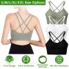 3Packs Women Cross Back Sport Bras Padded Strappy Medium Support Bras - Green+Black+White - M
