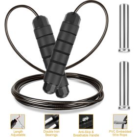 3M/9.84FT Jump Rope Length Adjustable Skip Ropes w/ Steel Rope Two Iron Blocks Anti-Skip Foam Handle Grip - Black