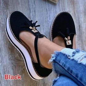 Women's Vulcanized Shoes 2023 Summer Ladies Increased Shoes Lace up - Black - 42