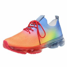 Fashion Mesh Cozy Running Sport Shoes Women Lace Up Sneakers - Orange - 10.5