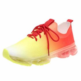 Fashion Mesh Cozy Running Sport Shoes Women Lace Up Sneakers - Yellow - 10