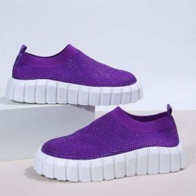 Bling Bling Female Mesh Platform Vulcanized Shoes - Purple - 10