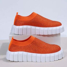 Bling Bling Female Mesh Platform Vulcanized Shoes - Orange - 7.5