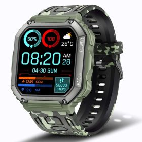 SENBONO C20S New Smart Watch Men Big Battery Music Play Fitness Tracker Bluetooth Dial Call Sport Smartwatch Men for IOS Android - camouflage green