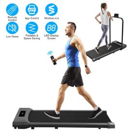 2-in-1 Under Desk Folding Treadmill Foldable Walking Pad with Remote Control Wireless App Control Free Installation Jogging Machine For Home Office -