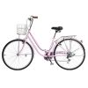 26in 150kg High Carbon Steel V Brake 7 Speed commuter Bike Pink - as picture