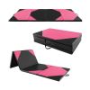10' x 4' x 2" Folding Exercise Mat with Hook and Loop Fasteners - Black & Pink