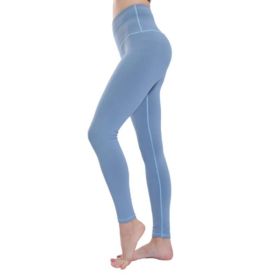 Women's High Waist Leggings Yoga Sport Pants - Light Blue - L