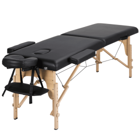84'' 2 Sections Adjustable Folding Massage Bed, Black - Black