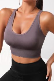 Scoop Neck Long Active Bra - Dusty Purple - L
