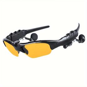 UV Resistant Sport Sunglasses with Wireless Headset Enhance Outdoor Experience - Yellow Lenses