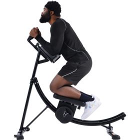 440LBS Deluxe ab machine Folding abdominal crunch coaster Max ab workout equipment for home workouts with Kettlebell style resistance block,black - as