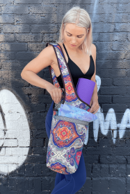 Yoga Mat Carrying Tote Bag with Large Pockets - Exotic Saffron