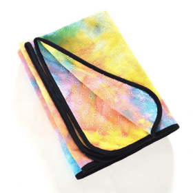 Tie-Dye Yoga Towel - Sweat Absorbent, Non-Slip Bikram, Kundalini, Hot Yoga Mat Size Towel - Yellow/ Blue