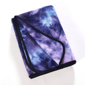 Tie-Dye Yoga Towel - Sweat Absorbent, Non-Slip Bikram, Kundalini, Hot Yoga Mat Size Towel - Blue/ Purple