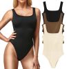 MRIGNT Ribbed Seamless Bodysuit for Women, Sleeveless Shapewear Tank Top for Tummy Control, Sexy Body Sculpting Suits 3 Pack - L - Navy+blue+pink