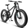 A26309 26 inch Mountain Bike,Full-Suspension 21 Speeds Drivetrain with Disc-Brake MTB Bicycle, 26*4" Fat tire Bike for Men or Women. - as Pic