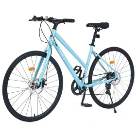 7 Speed Hybrid bike Disc Brake 700C Road Bike For men women's City Bicycle - as Pic