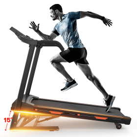 Foldable Treadmill with Incline, Electric Treadmill with Bluetooth Speaker, 3.5HP Powerful Motor, 330LBS Weight Capacity, Fitshow APP Support - as Pic