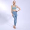 Women's High Waist Leggings Yoga Sport Pants - Light Blue - L