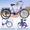 Adult Tricycle Trikes,3-Wheel Bikes,24 Inch Wheels 7 Speed Cruiser Bicycles with Large Shopping Basket for Women and Men - as Pic
