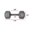 Multi-weight cast iron hexagonal dumbbell, single bar - 30lbs