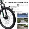 A2460 Ecarpat Mountain Bike 24 Inch Wheels, 21-Speed Full Suspension Mens Womens Trail Commuter City Mountain Bike, Carbon Steel Frame Disc Brakes Gri