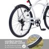 Men's Beach Cruiser Bike, 7 Speed Bicycles, 26"Inch Multiple Colors - as Pic