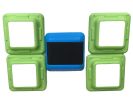 16in Square Aerobic Step Platform with 4 Risers Adjustable Exercise Fitness Workout Stepper,Blue and Green - as Pic