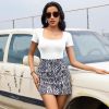 MRIGNT 2 Piece Short Sleeve Bodysuits for Women Sexy Ribbed Square Neck Top - L - Beige+Blue