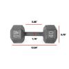 Multi-weight cast iron hexagonal dumbbell, single bar - 40lbs