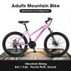 S26103 26 inch Mountain Bike for Teenagers Girls Women, Shimano 21 Speeds with Dual Disc Brakes and 100mm Front Suspension, White/Pink - as Pic