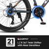 S24102 24 Inch Mountain Bike Boys Girls, Steel Frame, Shimano 21 Speed Mountain Bicycle with Daul Disc Brakes and Front Suspension MTB - as Pic