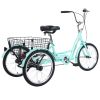 20" European Adult Tricycles 3 Wheel W/Installation Tools with Low Step-Through, Large Basket, Tricycle for Adults, Women, Men - as Pic