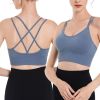 3Packs Women Cross Back Sport Bras Padded Strappy Medium Support Bras - Black+White+Blue - XL