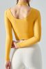 Halter Neck Long Sleeve Cropped Sports Top - Black - S