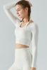 Halter Neck Long Sleeve Cropped Sports Top - Black - S