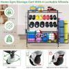 Yoga mat holder, yoga mat storage rack, home gym storage strap hook and wheels black - Black