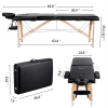 84'' 2 Sections Adjustable Folding Massage Bed, Black - Black